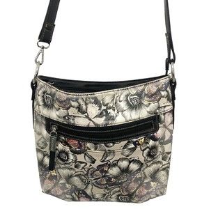 Koltov Butterflies Floral Print Crossbody Bag Purse 12 x 10 x 4.5 20" Drop